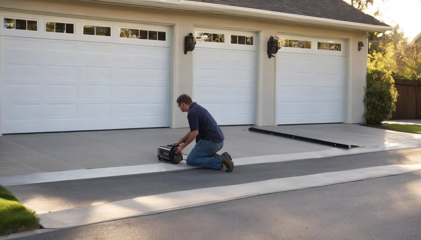 Independent garage door provider inspecting the track of a home garage door in Salem Lakes
